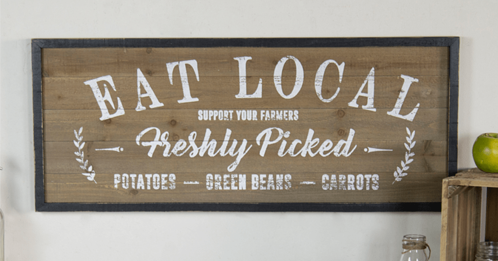 American Mercantile Red & White ' Eat Local' Wall Art
