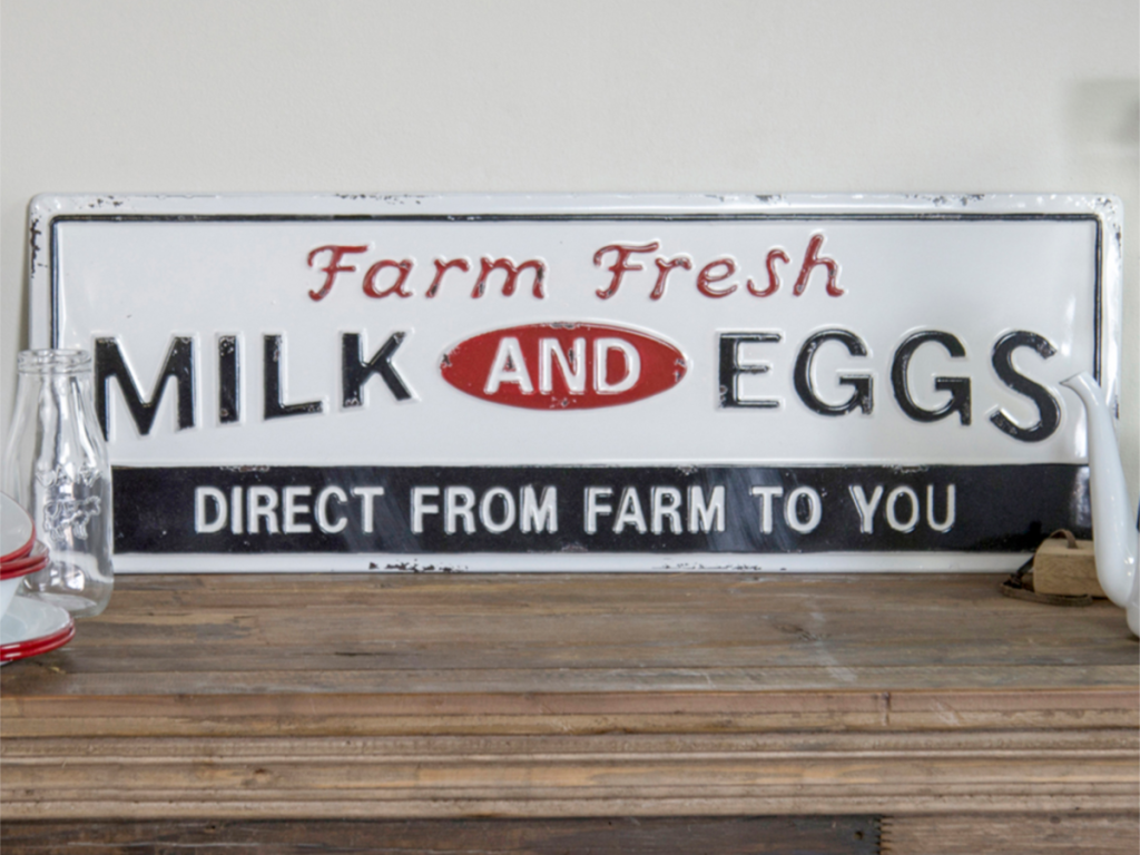 American Mercantile White & Red 'Farm Fresh' Wall Sign