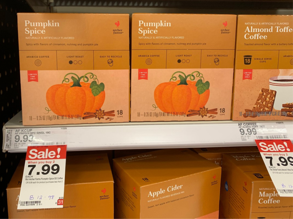Archer Farms Pumpkin Spice K-Cups on shelf in Target