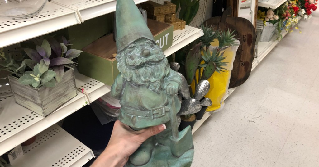 woman holding ashland collection gnome