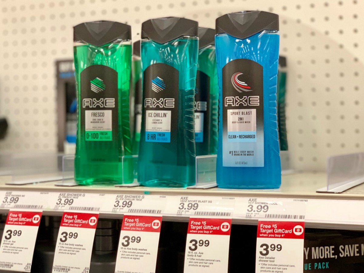 Axe Body washes on shelf at Target