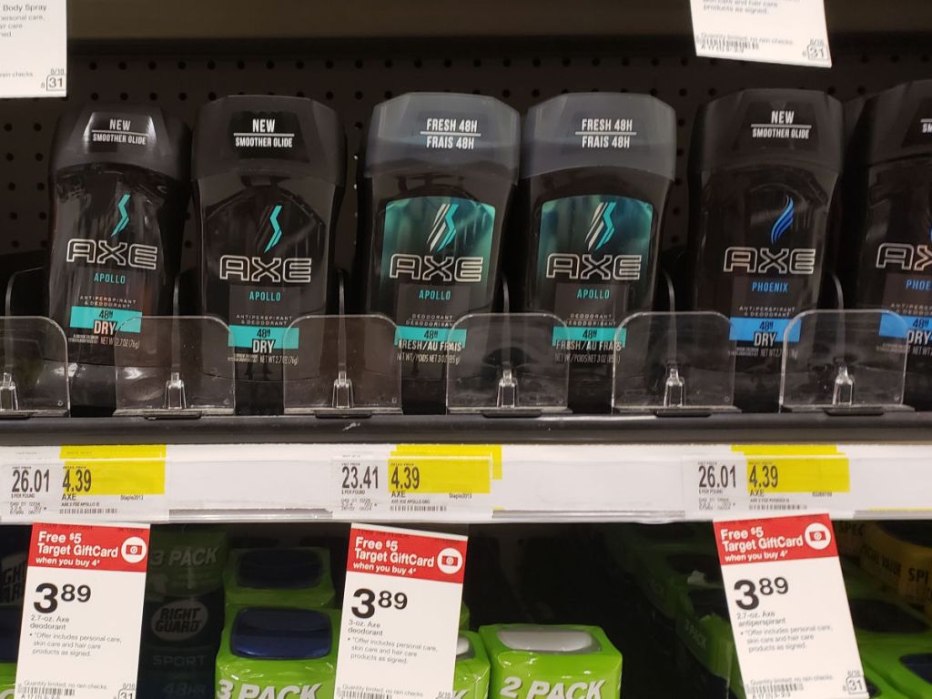 Axe Deodorant on shelf at target