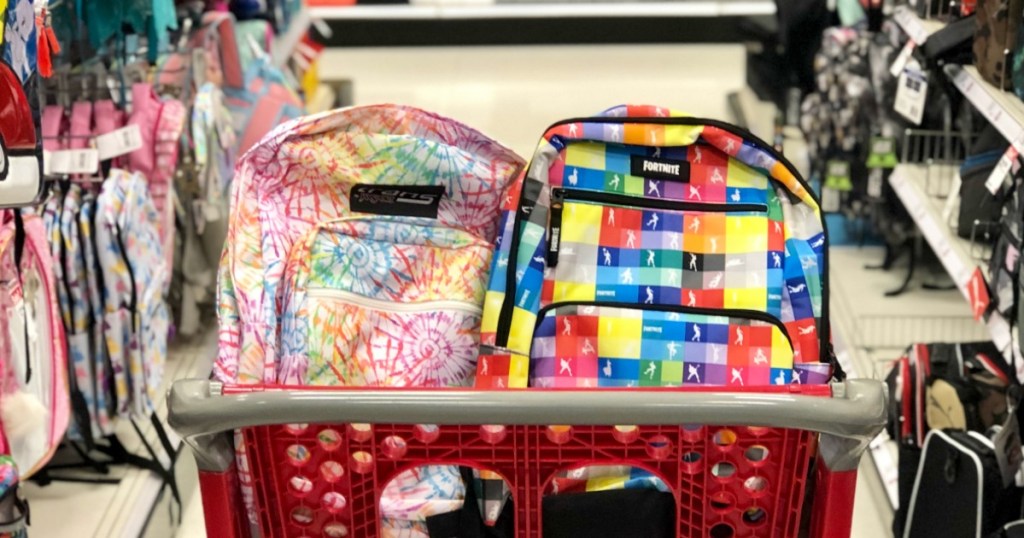 backpacks in Target cart 