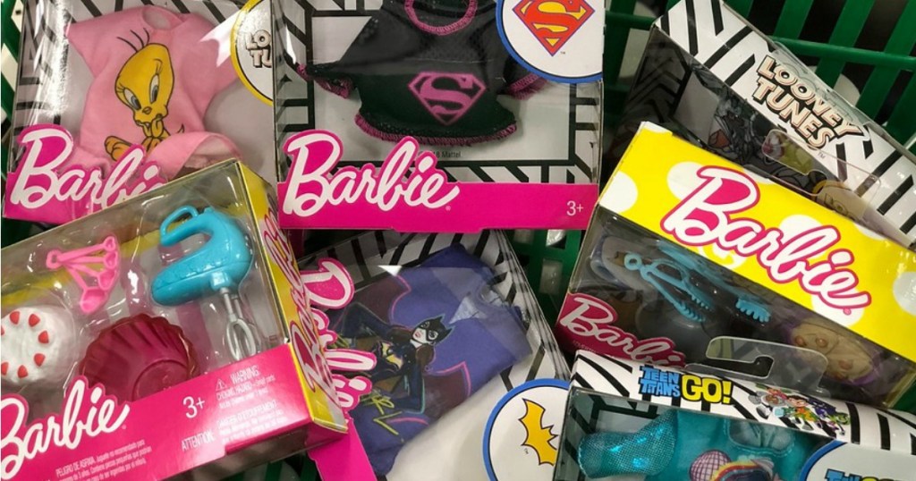 Barbie Accessories in Dollar Tree shopping basket