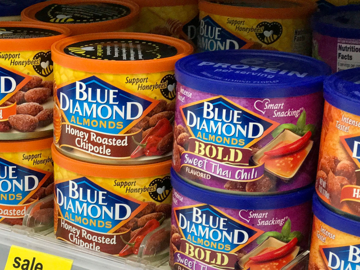 Blue Diamond almonds on shelf
