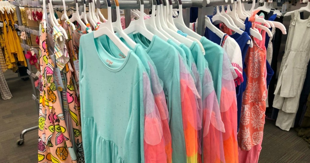 Store rack of Girls long sleeve dresses at Target