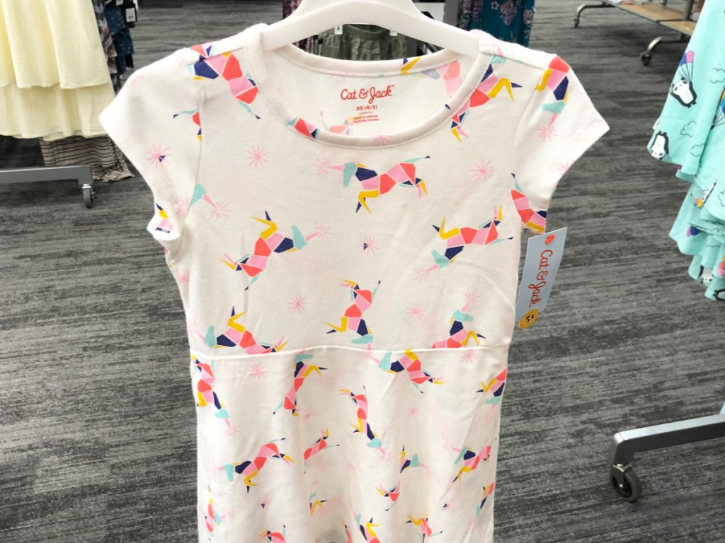 Girls' Unicorn Print Knit Dress