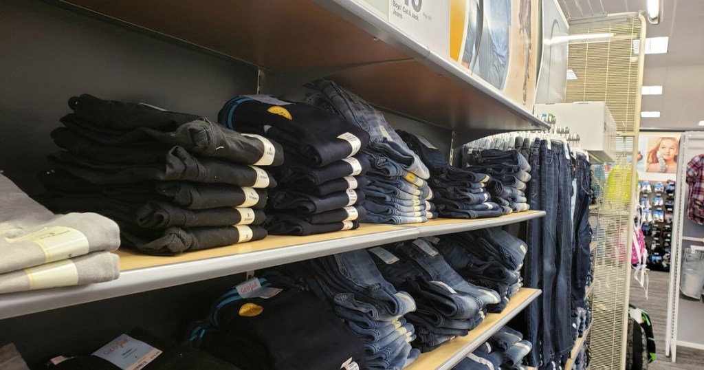 Cat & Jack boys jeans folded in Target