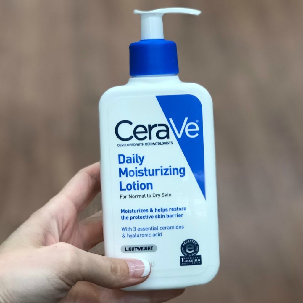Bottle with pump of CeraVe Moisturizing Lotion