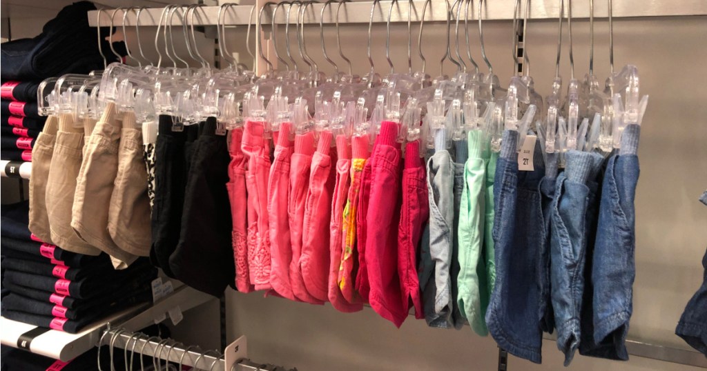 rack of kids shirts at childrens place