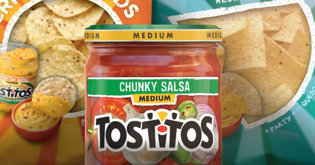Medium Chunky Salsa from Tostitos near two bags of chips