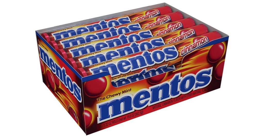 box of cinnamon mentos candy