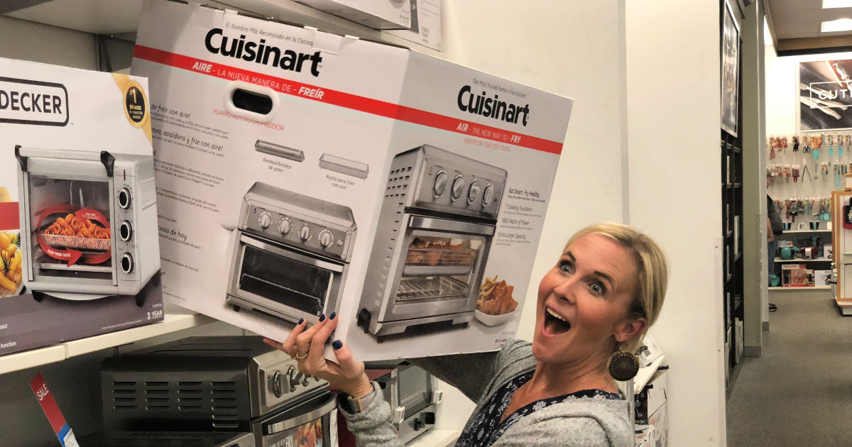 Collin holding Cuisinart Air Fryer at Kohl's