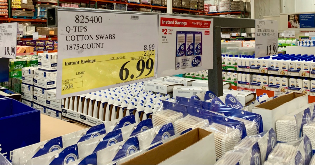 Q-Tips 1875 count display at Costco