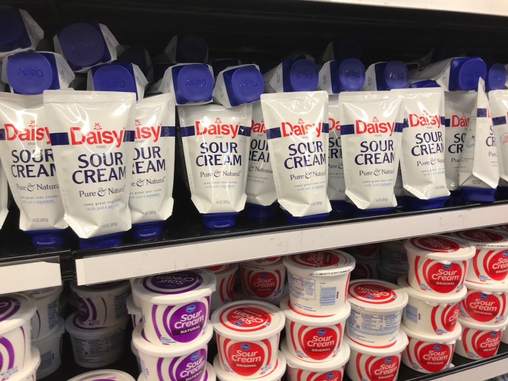 sour cream on shelf at Kroger