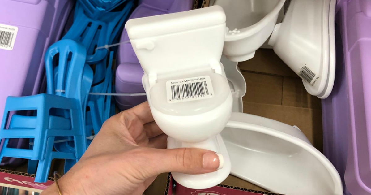 plastic Doll toilet held in hand at Dollar Tree