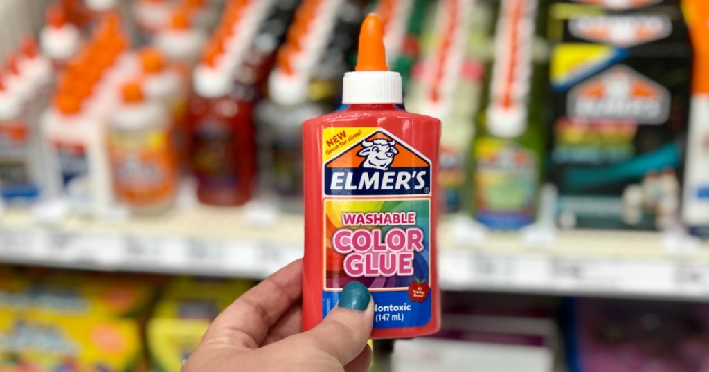 hand holding Elmer's Color Glue