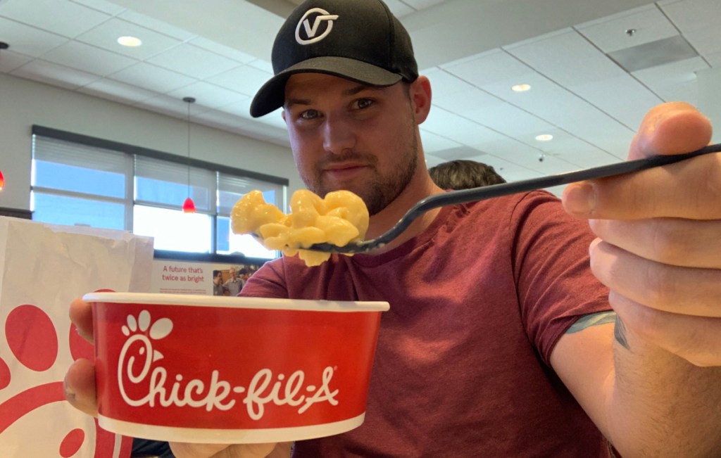 Stetson with Chick-fil-A mac and cheese