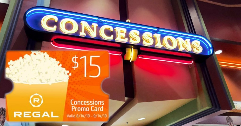 FREE 15 Concession Card w/ Regal Theaters 50 eGift Card Purchase