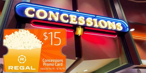FREE $15 Concession Card w/ Regal Theaters $50 eGift Card Purchase