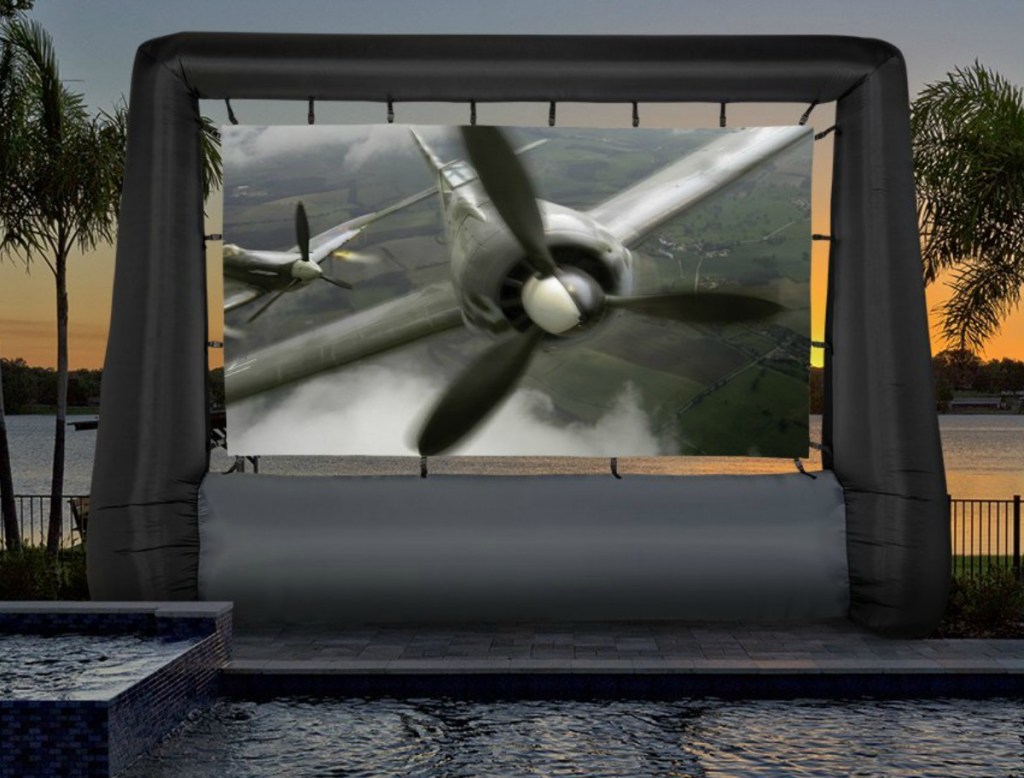 Jumbo size inflatable movie screen outdoors