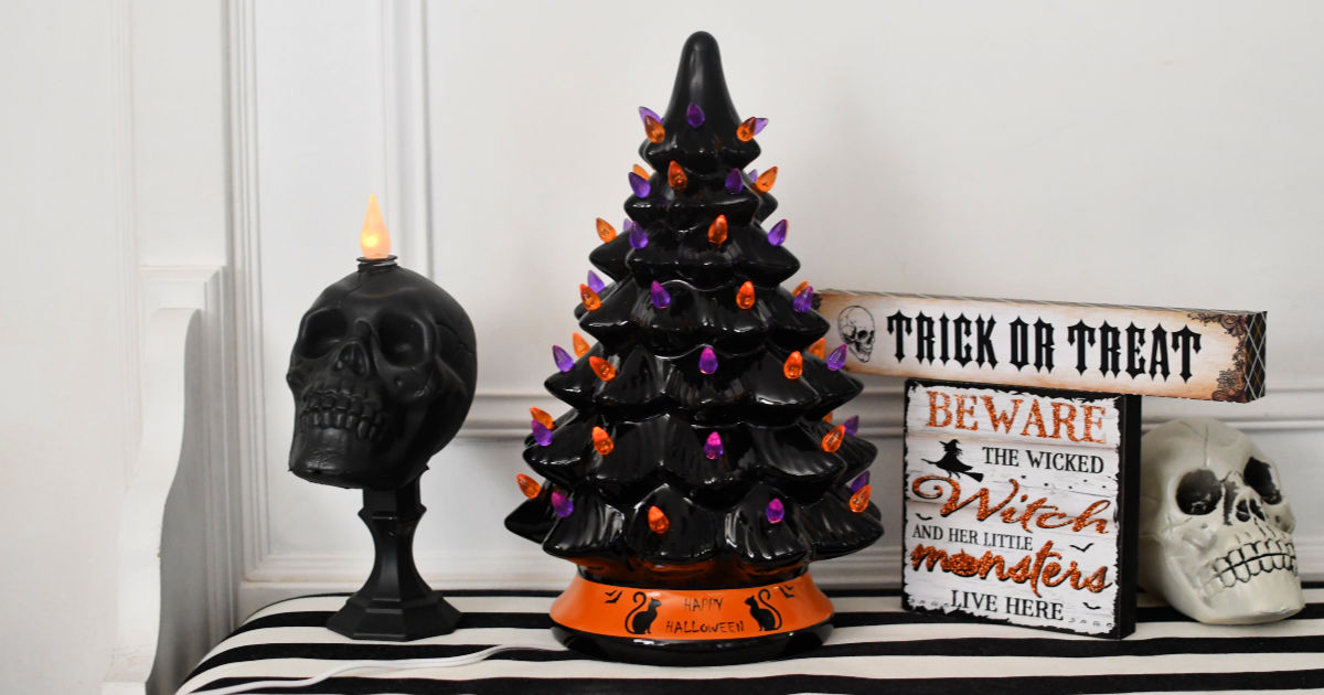 Halloween Tree in home with spooky decor