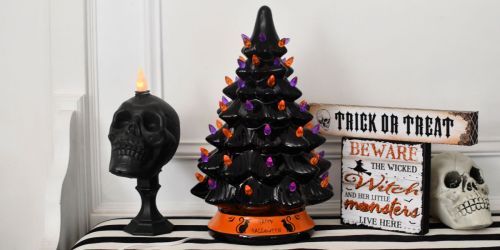 Ceramic Halloween Tree Only $35.99 Shipped | Lights Up w/ Orange & Purple Bulbs