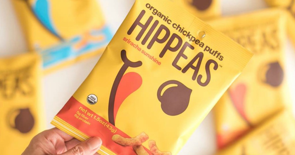 hand holding Hippeas snack bag