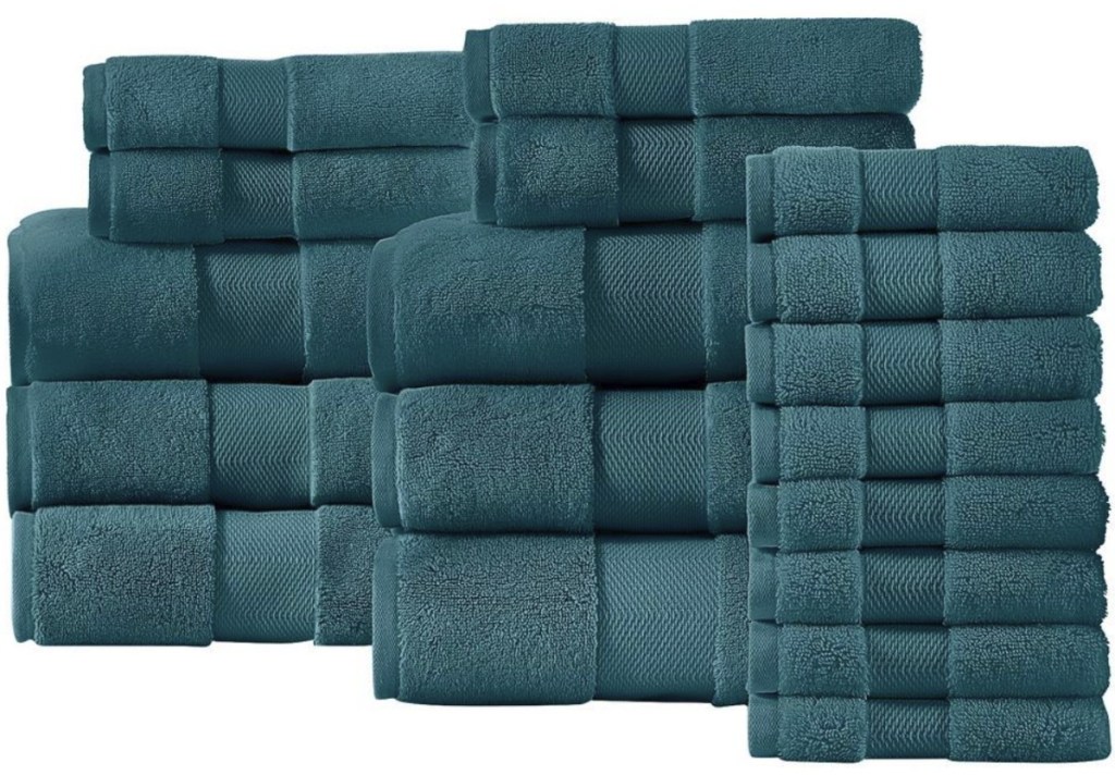 Teal Plush towels collection from Home Depot