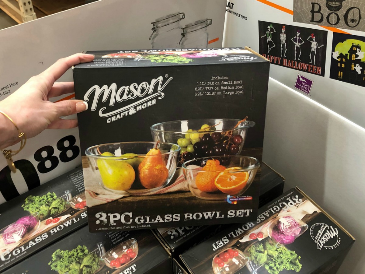 mason craft & more 3-piece glass bowl set in store