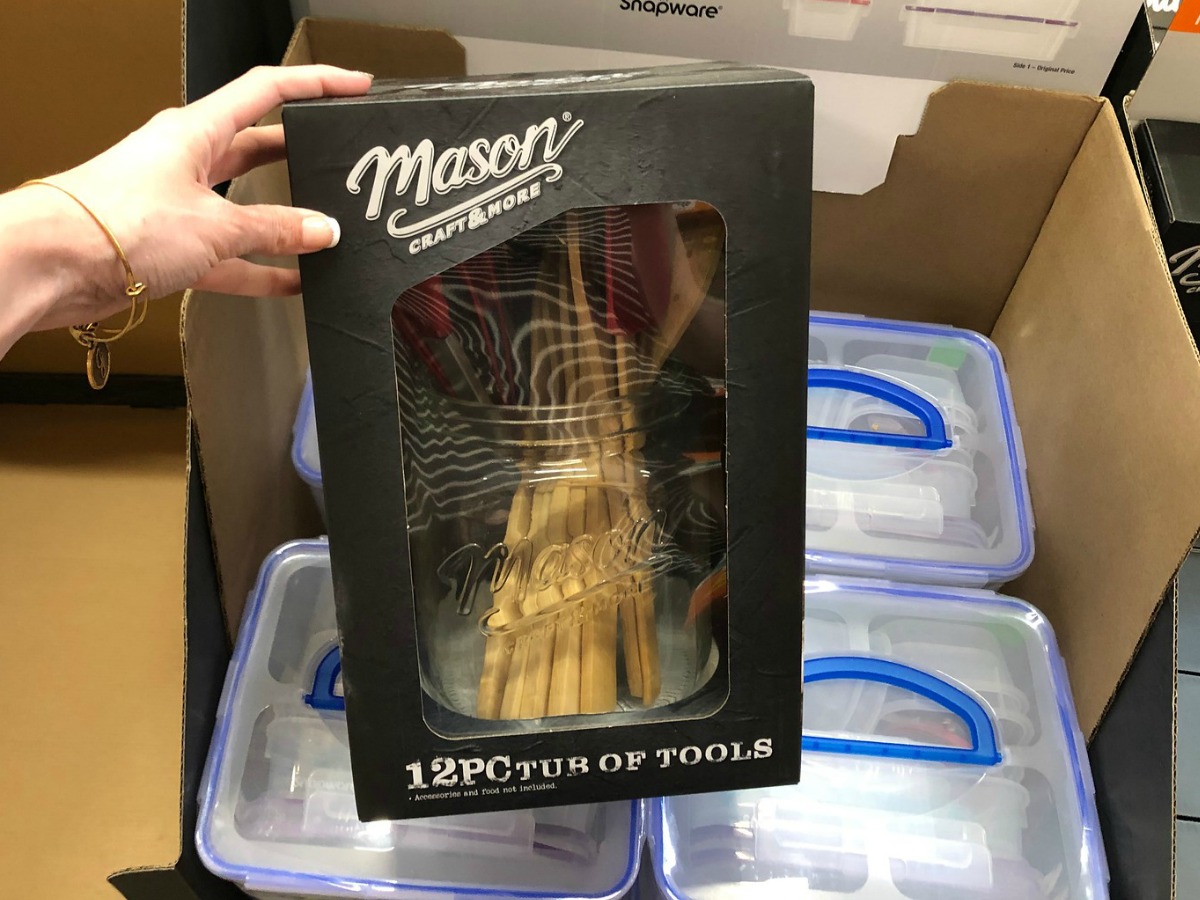 Mason Craft & More 12-piece Tub of Utensils in box at store