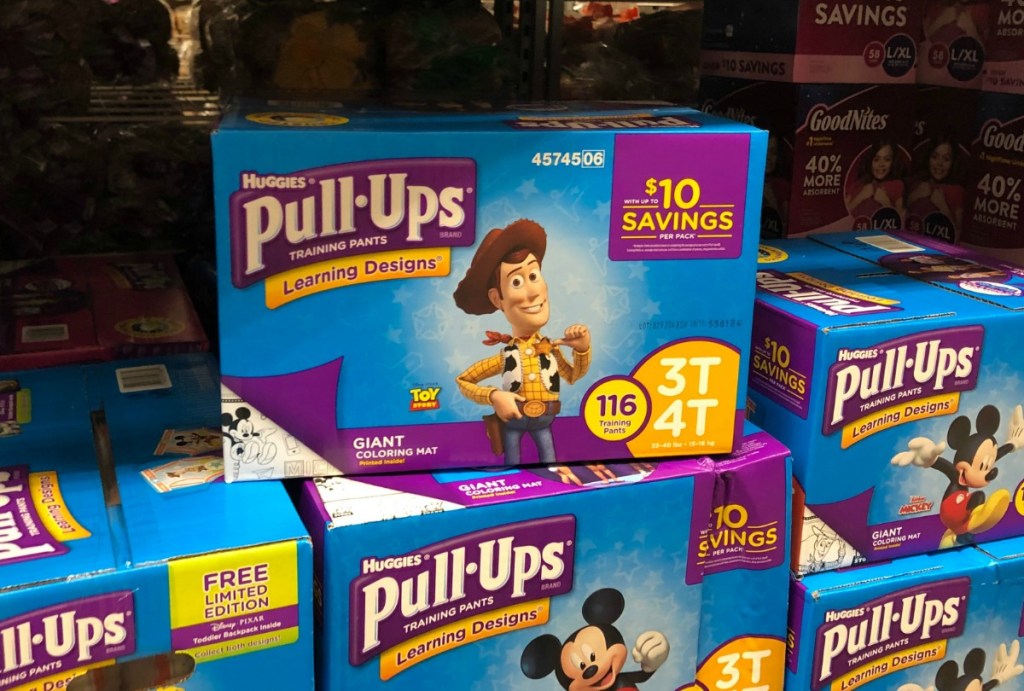 Huggies brand training pants for boys in extra large pack in Toy Story theme at Sam's Club