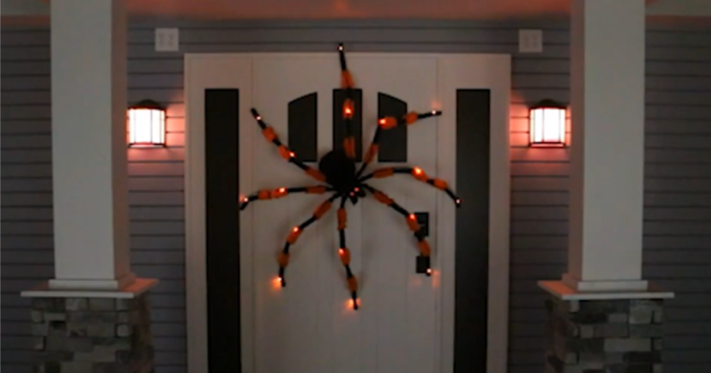 Hyde & EEK! Boutique 5' LED Hanging Spider Halloween Silhouette Light Orange/Black