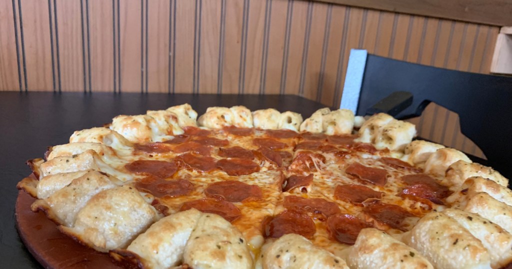 pizza on table at Pizza Hut