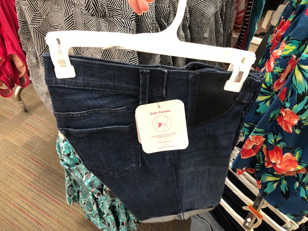 Isabel Maternity Dark Wash Shorts with Side Panels at target