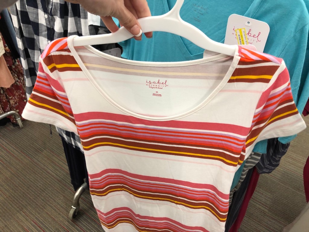 Isabel Maternity Pink and White T-Shirt Dress in target