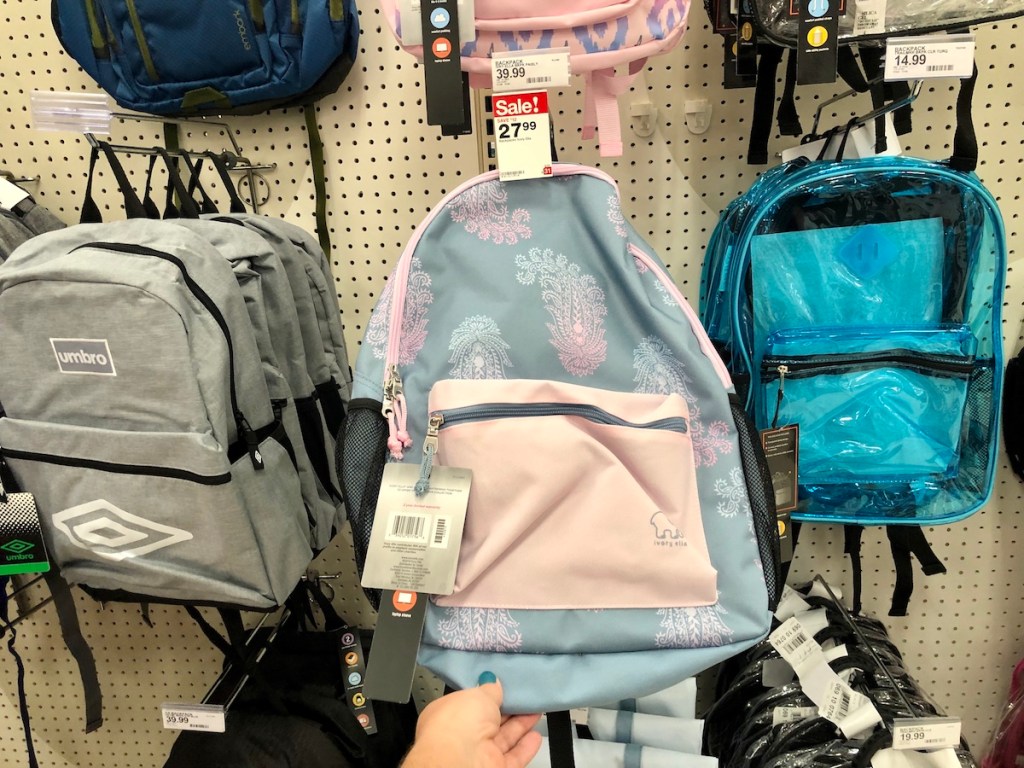 backpack on hanger at Target