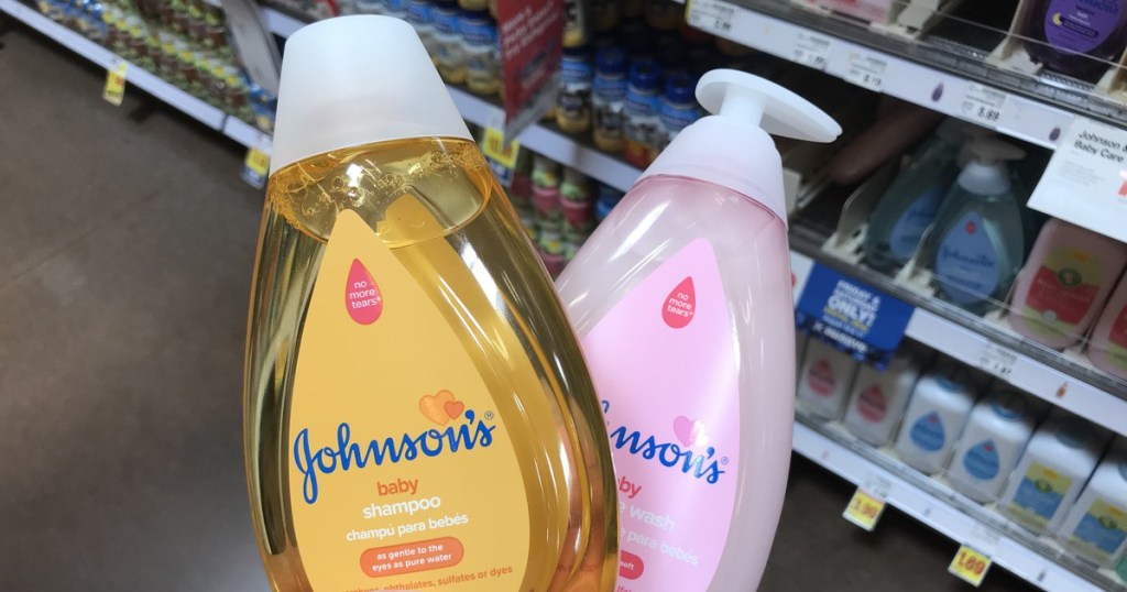 two bottles of johnsons baby products