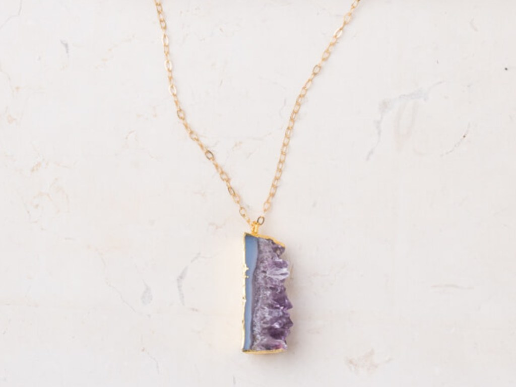 Joleen; Starfish Project Purple Crystal Pendant Necklace