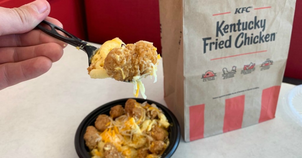 KFC Mac & Cheese bowl with fork 