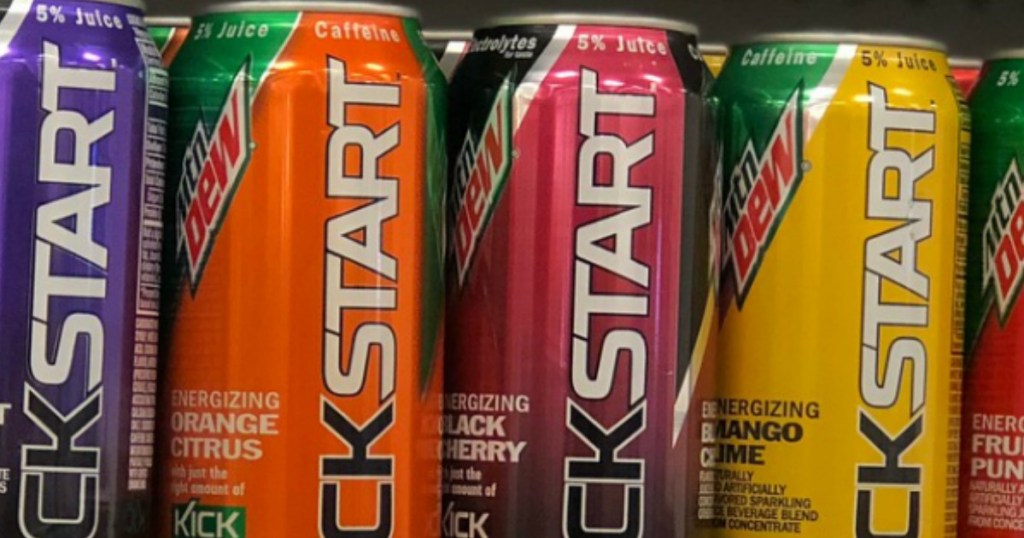 Kickstart Mountain Dew Energy Drink in various flavors