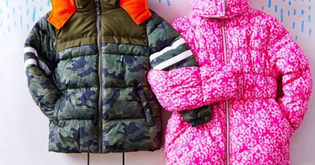 boy and girl kids puffer jackets 