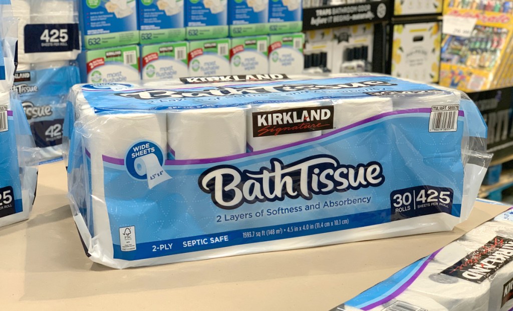 package of bath tissue on display