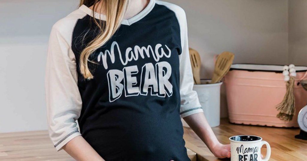 woman wearing mama bear shirt