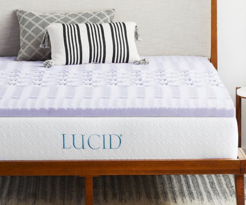 purple lavender-infused mattress topper on a Twin XL sized mattress 