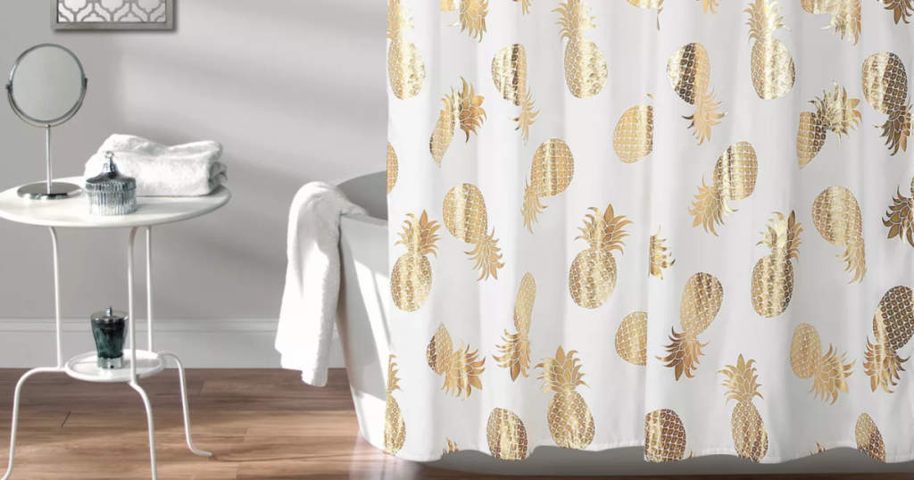 Lush Decor Pineapple Toss Shower Curtain Gold