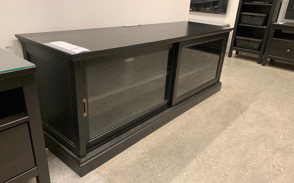 glass tv stand with doors