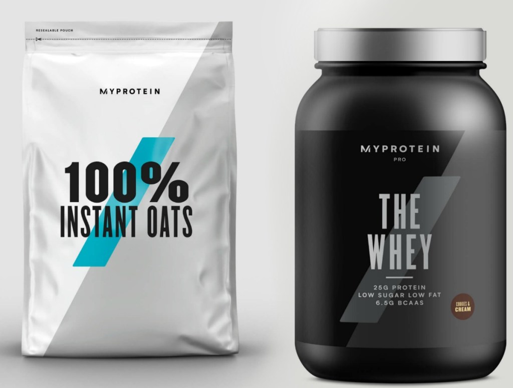 MyProtein Supplements Instant Oats and The Whey Containers