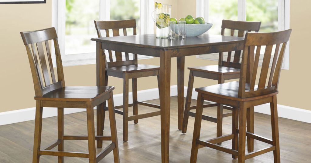 dining room with Mainstays 5-Piece Mission Counter-Height Dining Set