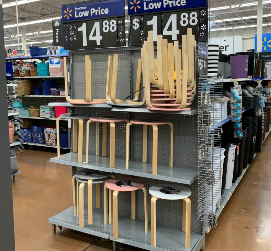 Store display of side tables at Walmart